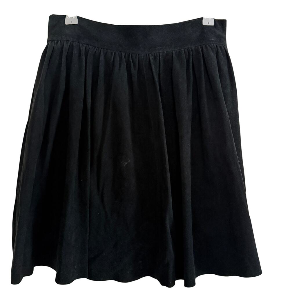 Y2K Vintage SAKS FIFTH AVENUE | Black Soft Suede Skater Skirt | Size Small